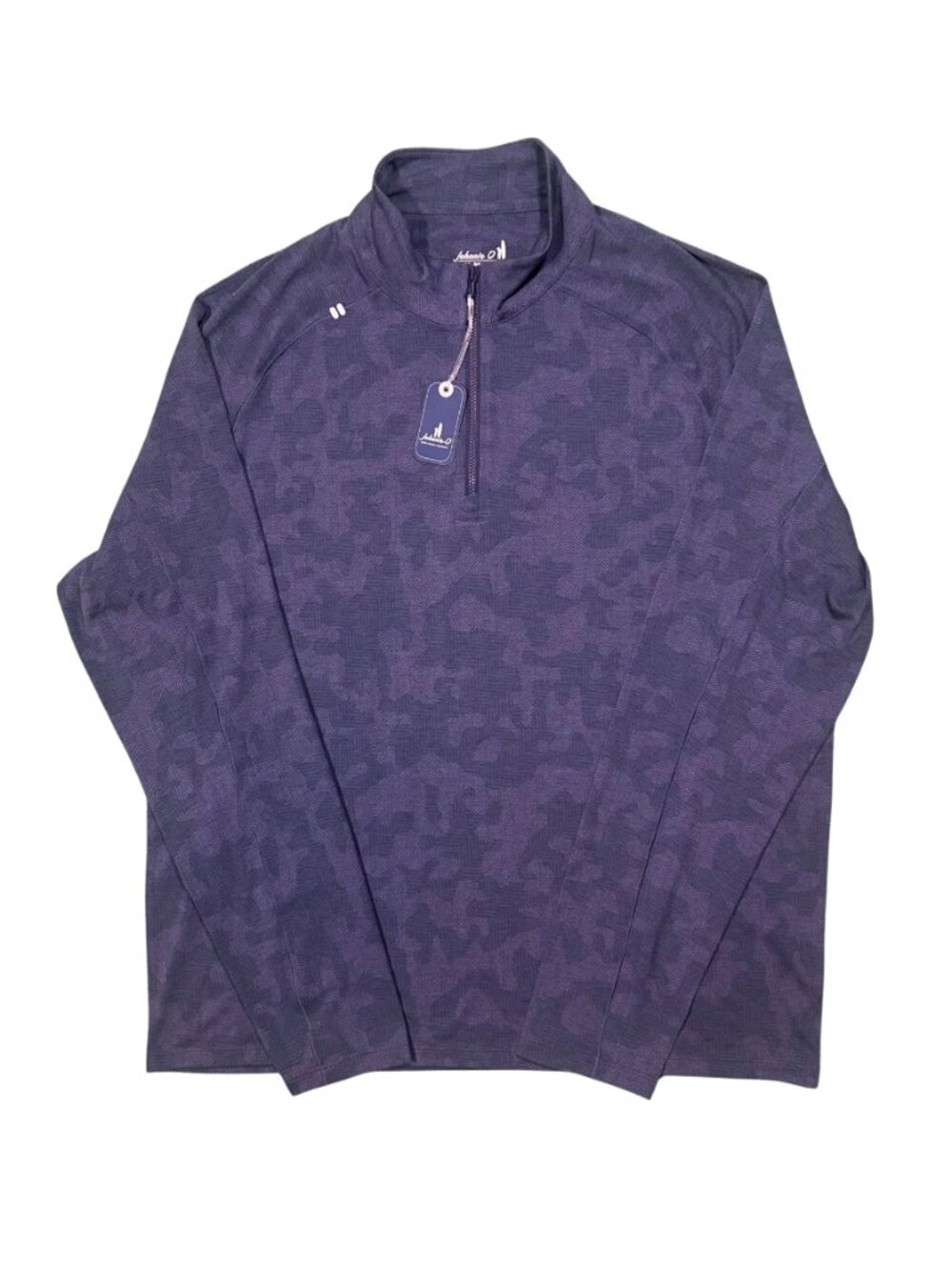 Johnnie-O Navy Blue Camo Victor Performance Quarter-Zip Herringbone Golf NWT L